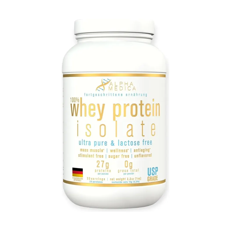 Whey Protein 100% Isolate 1kg Sin Sabor - Alpha Medica Premium